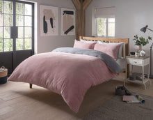 Load image into Gallery viewer, Ribbed Fleece with Reversible Teddy Duvet Set