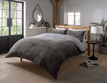 Load image into Gallery viewer, Ribbed Fleece with Reversible Teddy Duvet Set