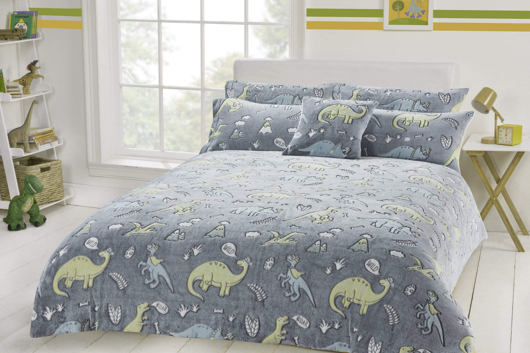 Dinosaur Glow In The Dark Teddy Duvet Set