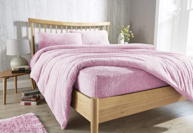 Original Teddy Fleece Fitted Bed Sheet - Pink