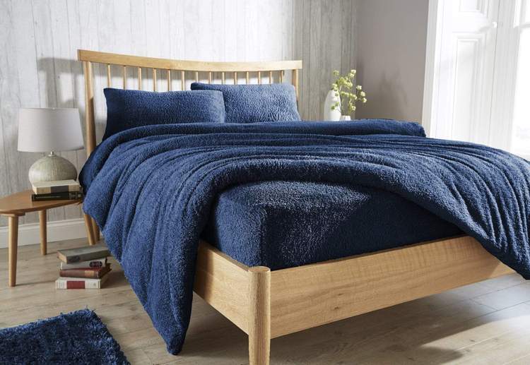 Original Teddy Fleece Fitted Bed Sheet - Navy