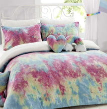 Load image into Gallery viewer, Rainbow Tie Dye Teddy Duvet Set
