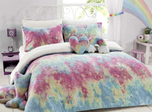 Load image into Gallery viewer, Rainbow Tie Dye Teddy Duvet Set
