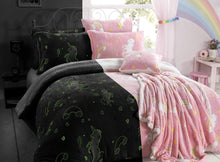 Load image into Gallery viewer, Rainbow Unicorn Glow In The Dark Teddy Duvet Set
