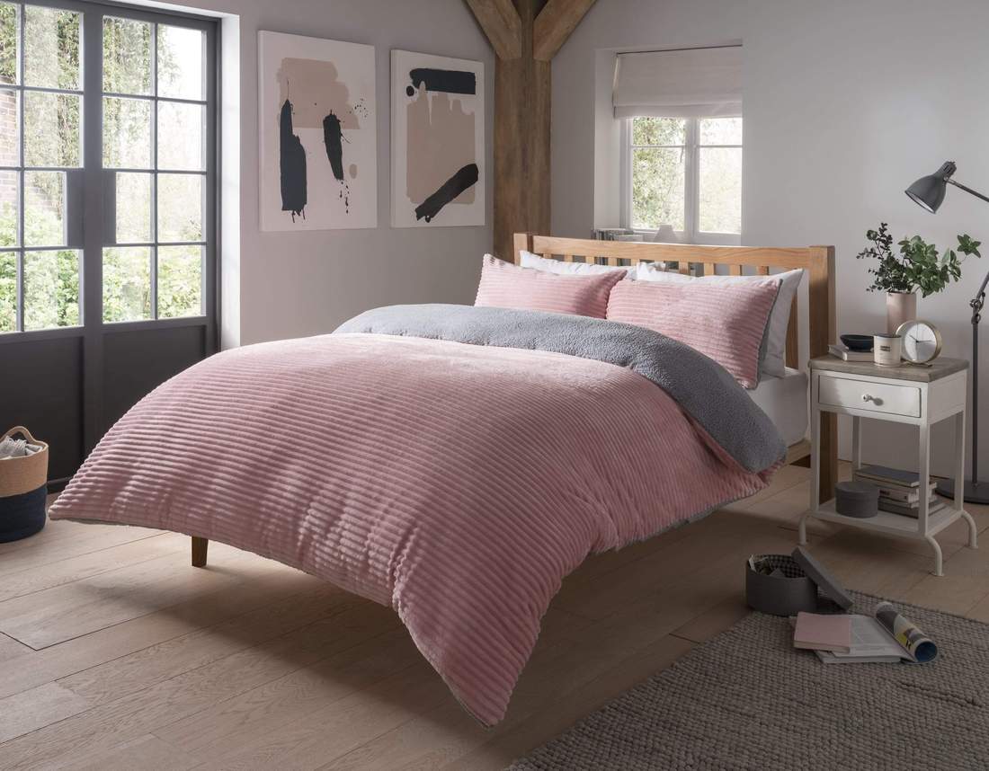 Reversible teddy sales fleece duvet set